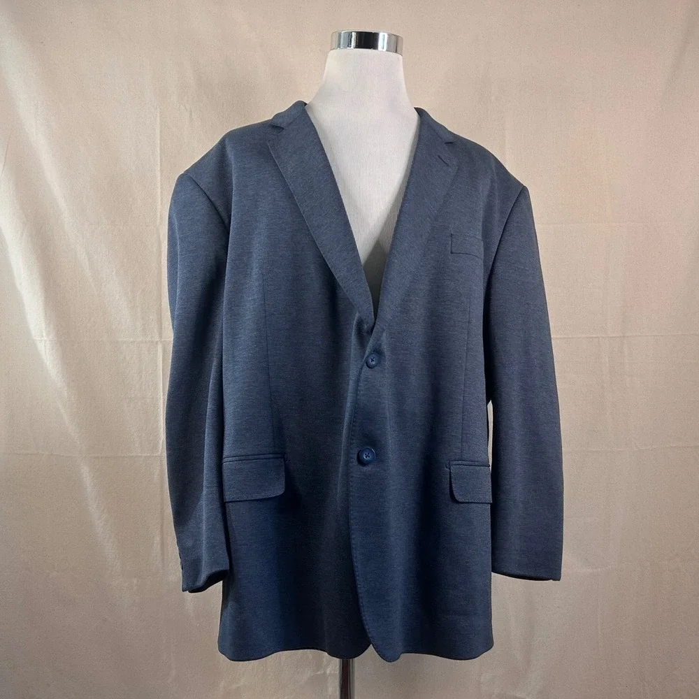 SYNRGY 3XL 54 56 Sport Coat Poly Rayon Blend Blue Two Button  Vented Formal